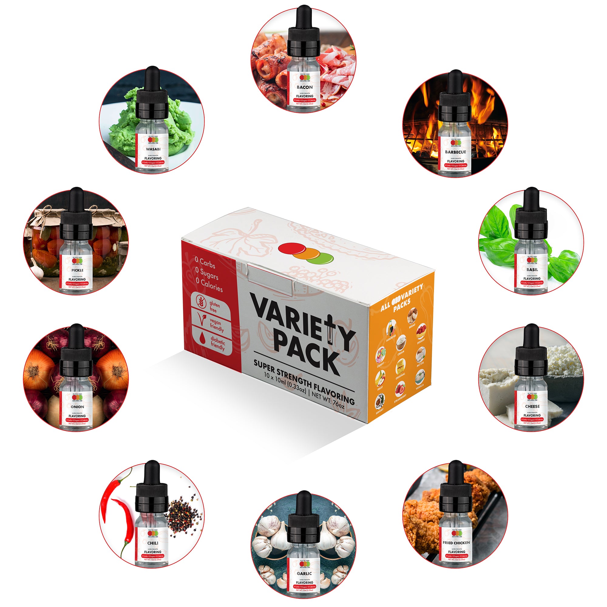 Savory Variety 10 Pack - Flavored Liquid Concentrate