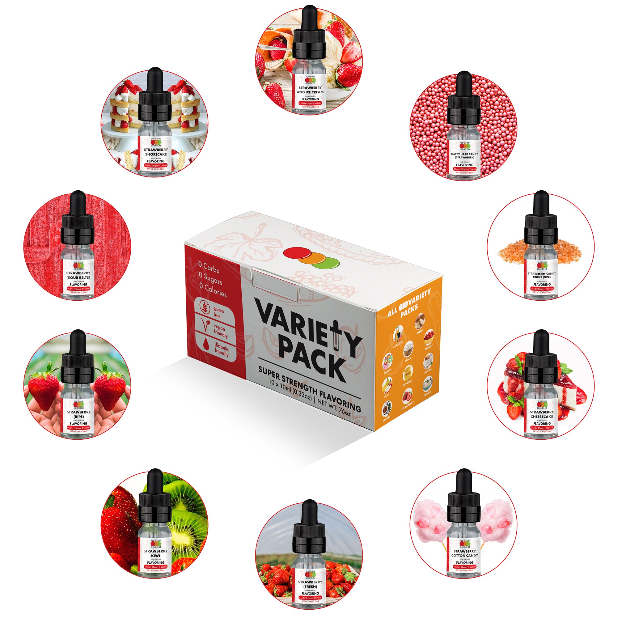 Strawberry - Variety 10 Pack Flavored Liquid Concentrates